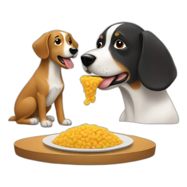 dog eating food with person recording  sticker