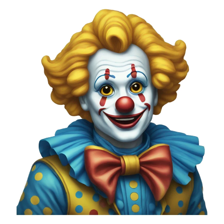 Classic clown from telegram in blue-black-yellow coloring book sticker