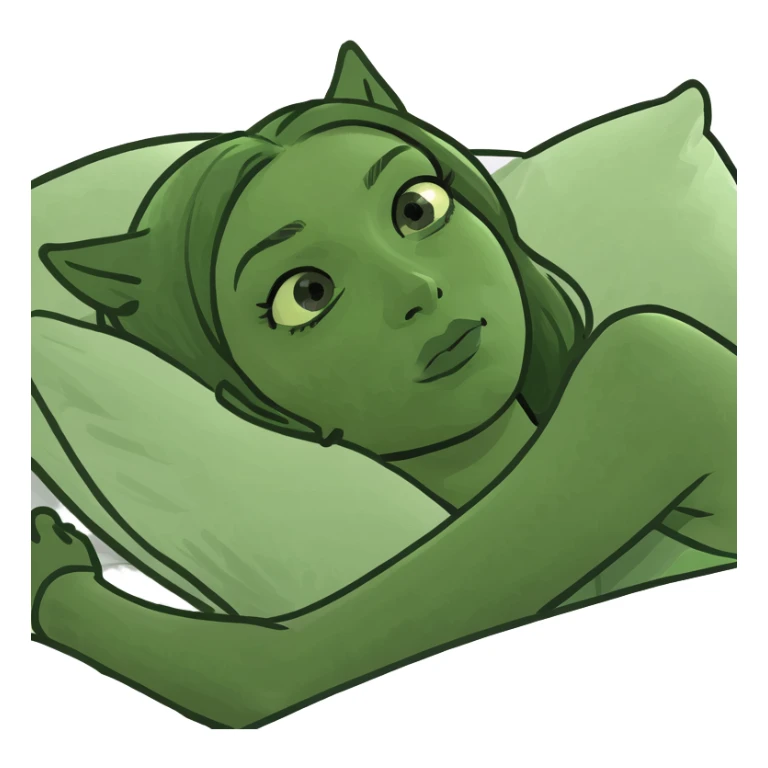 Brunette woman cozy in bed sticker