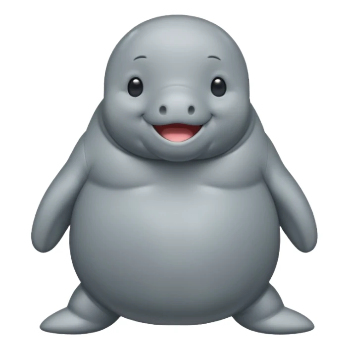 Manatee cute and fat emoji whole body sticker