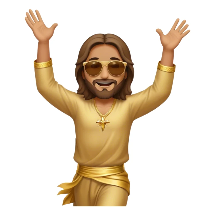 dancing figure of rejoicing Jesus with  sunglases golden  sticker