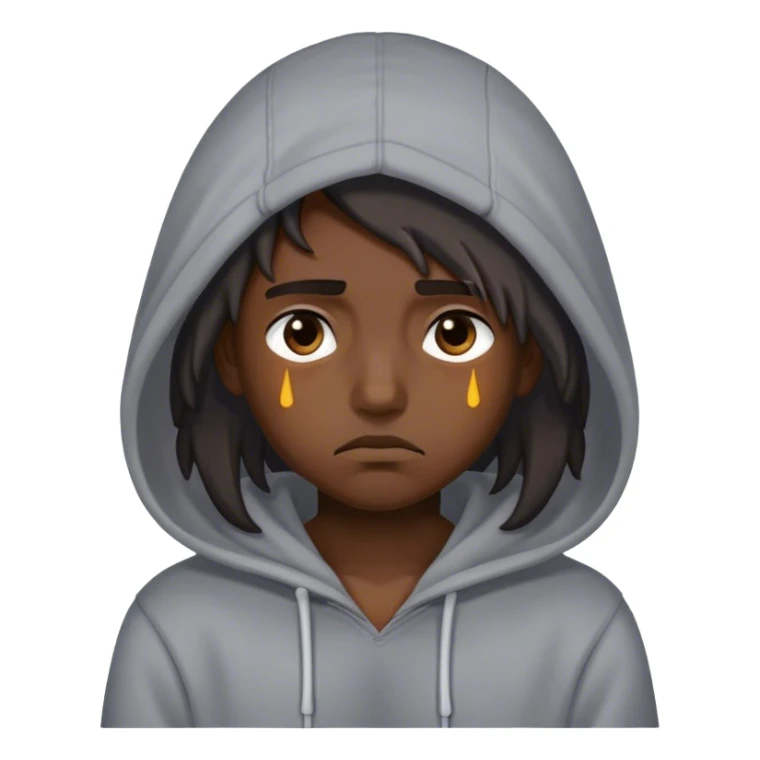 sad wearing a hoodie with hair sticker