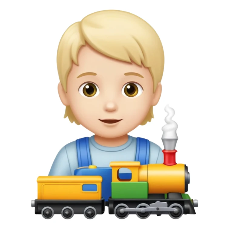 child playing with toy trains sticker