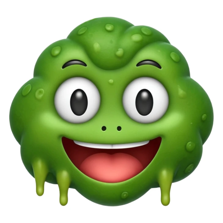 emoji representing AI slop, green and goopy, silly face sticker