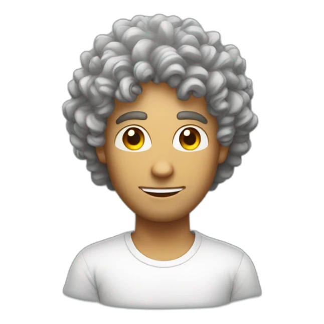 man curly hair white tshirt light bulb sticker