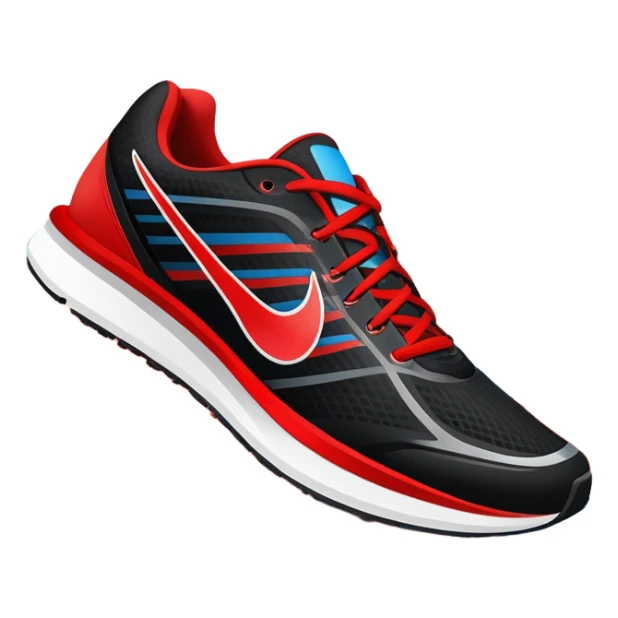 Running shoes placed on a professional track, ready for a sprint. The vibrant background features a stadium with cheering fans, a bright blue sky, and a digital timer displaying race time. Motion lines emphasize speed and energy. Transparent background highlights the athletic spirit. sticker