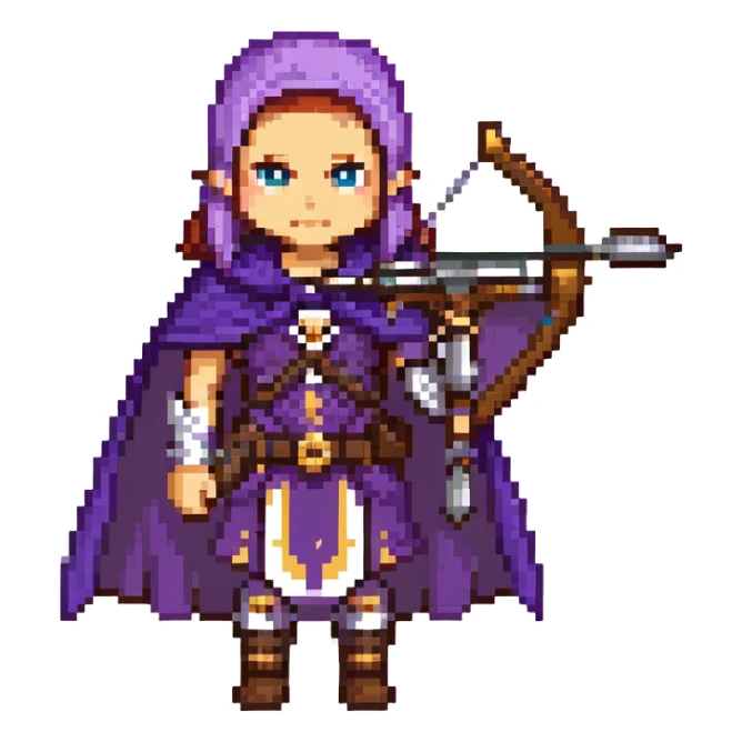 Archer Queen from Clash Royale with crossbow and purple cape sticker