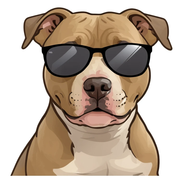 Beige and brown pitbull with sunglasses  sticker