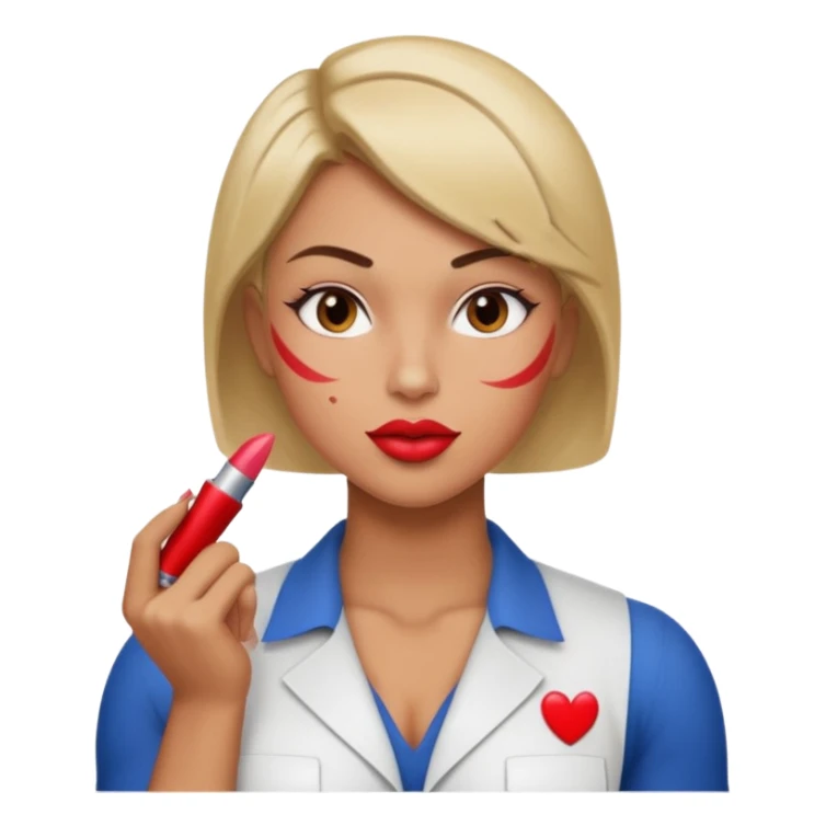 Hot engineer with lipstick kiss mark on cheek and muscles sticker