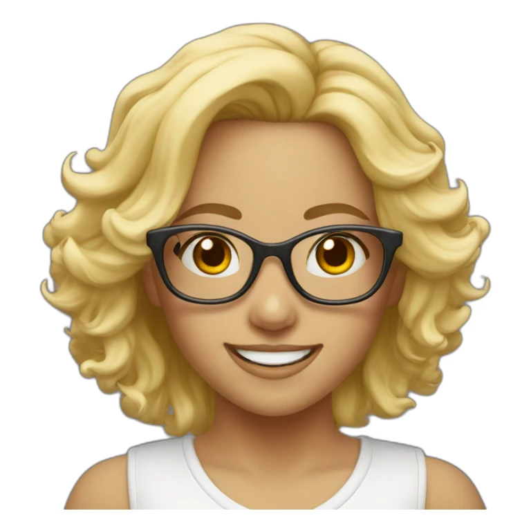 Happy dance girl blond glasses sticker