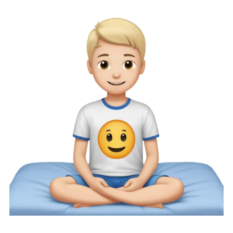 emoji- of a smiley boy sitting on the bed sticker