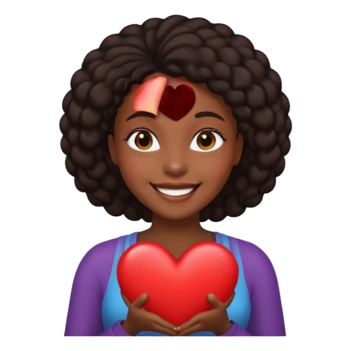 Black girl big heart sticker