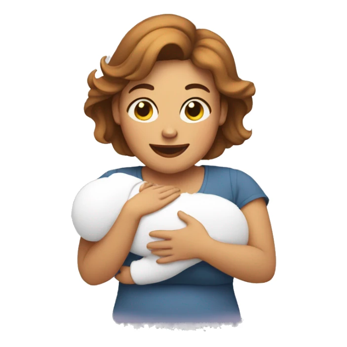 happy mom holding baby sticker