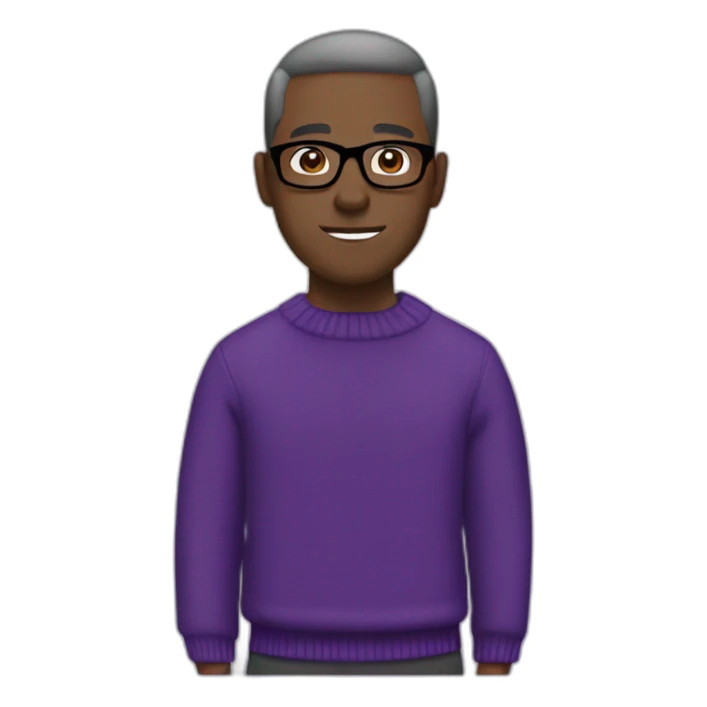 Man, purple sweater, black glasses, bold, skin white, army haircut sticker