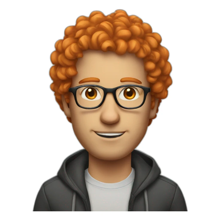A white man with orange curly hair thin nose and glasses sticker