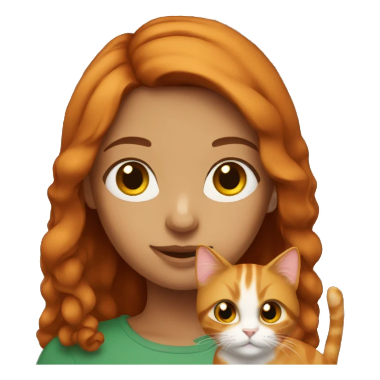 Brunette girl with ginger cat  sticker