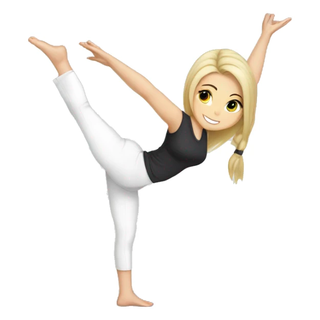 Blond white girl doing yoga handstand in alo uniform sticker