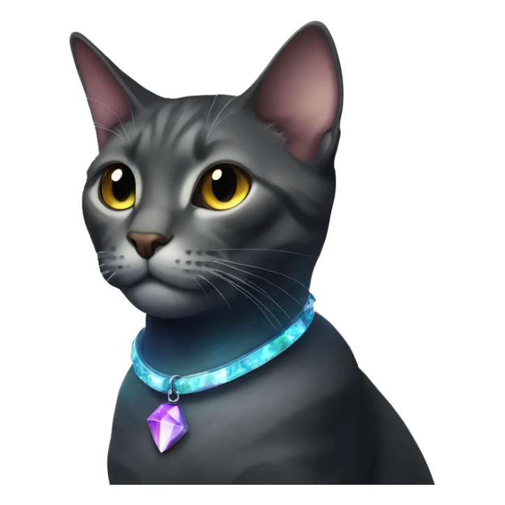 Cat wearing Dark iridescent crystal collar glowing sticker