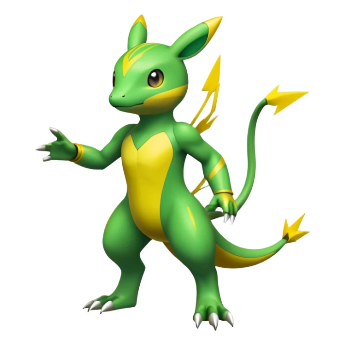  Electrike with green and yellow body and markings, electric type Pokémon (full body) sticker