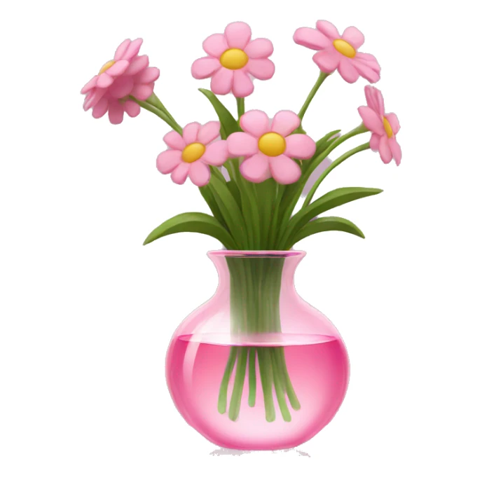 Flowers in a clear pink glass vase sticker