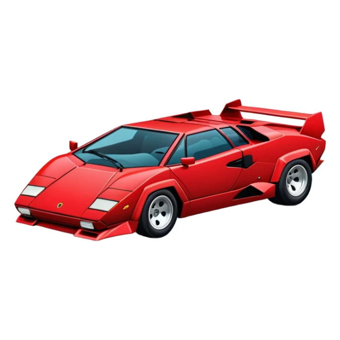 Make the red Lamborghini Countach even more minimalist and emoji-like sticker