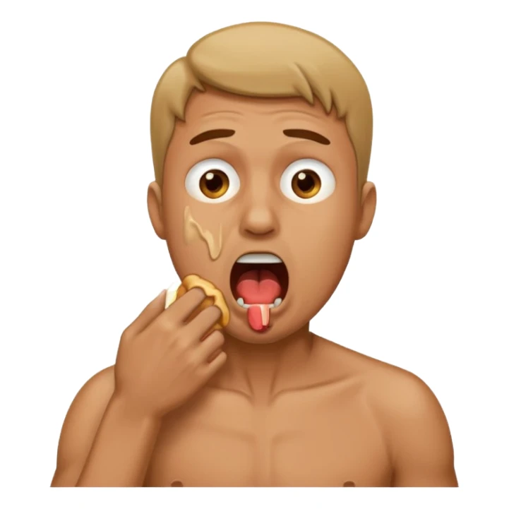 man in distress with mouth open chocking himself sticker