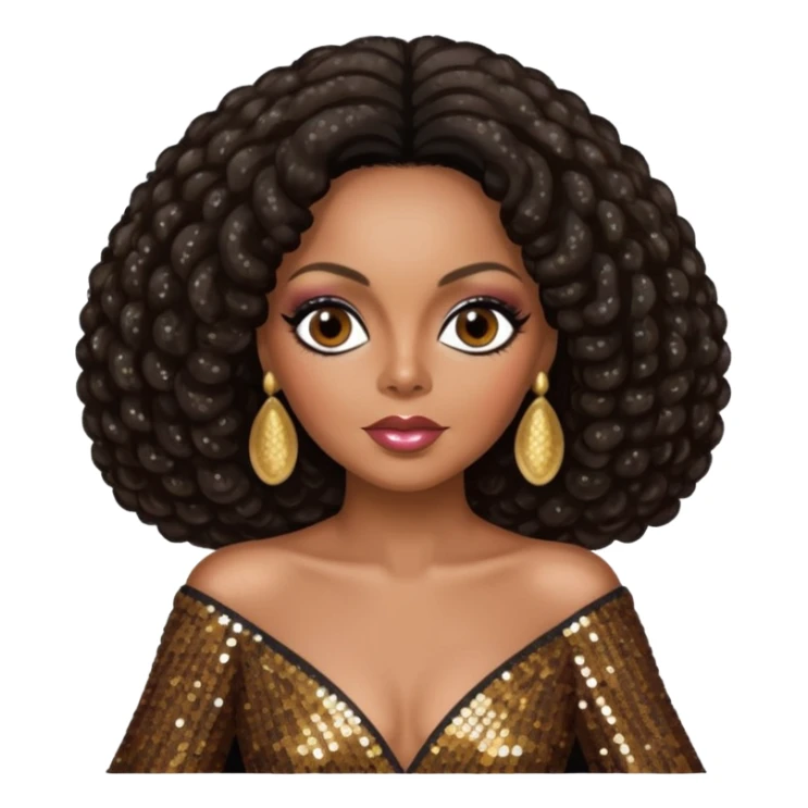 Diana Ross with dark brown hair sticker