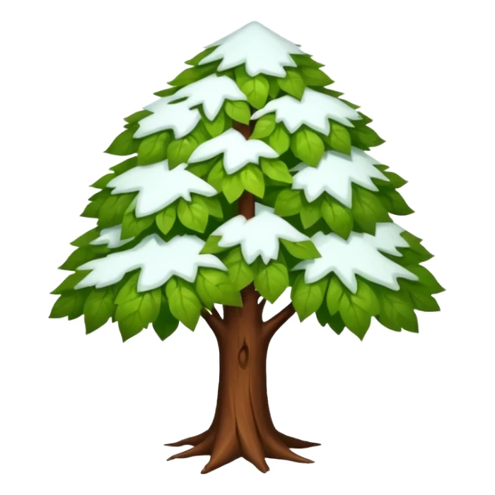A tree with a little snow on top, symbolizing the end of winter and the beginning of summer. sticker