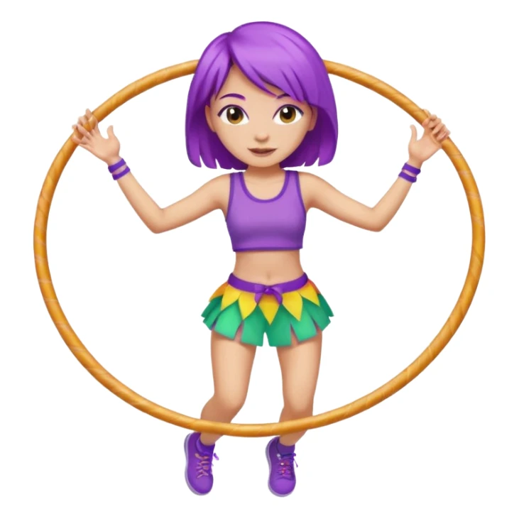 purple haired light skinned woman hula hooping sticker