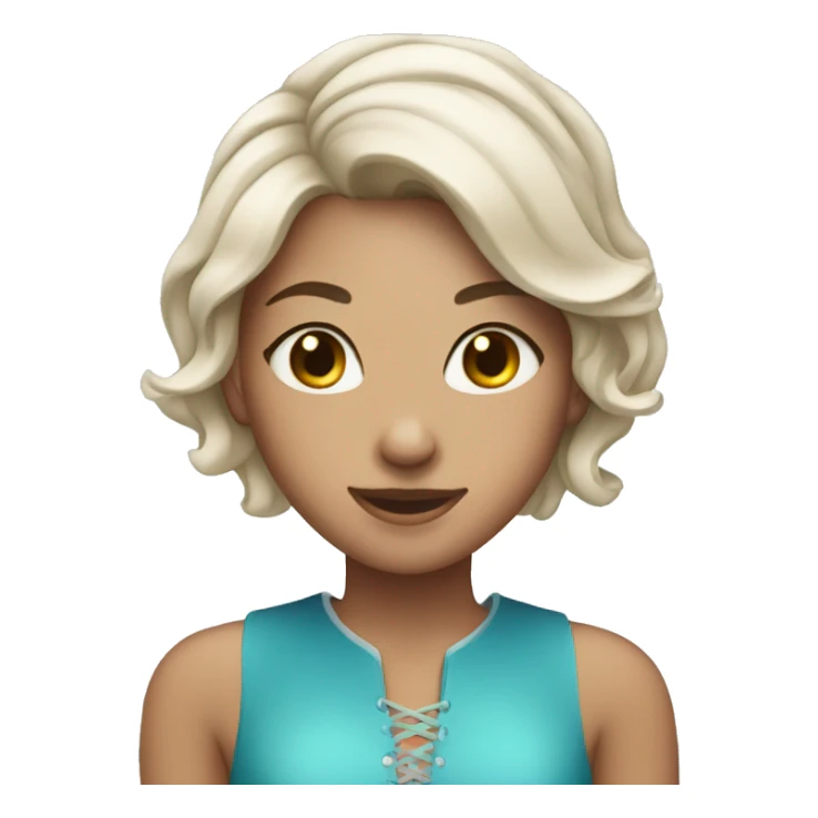 Girl with short volume hairs and in ice skating costume  sticker