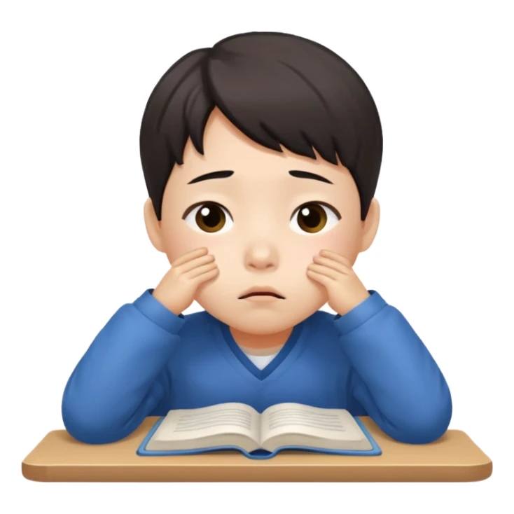 a Korean four-year-old who’s exhausted from studying sticker