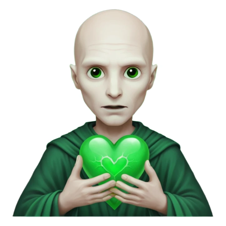 Voldemort with green heart in his hands sticker