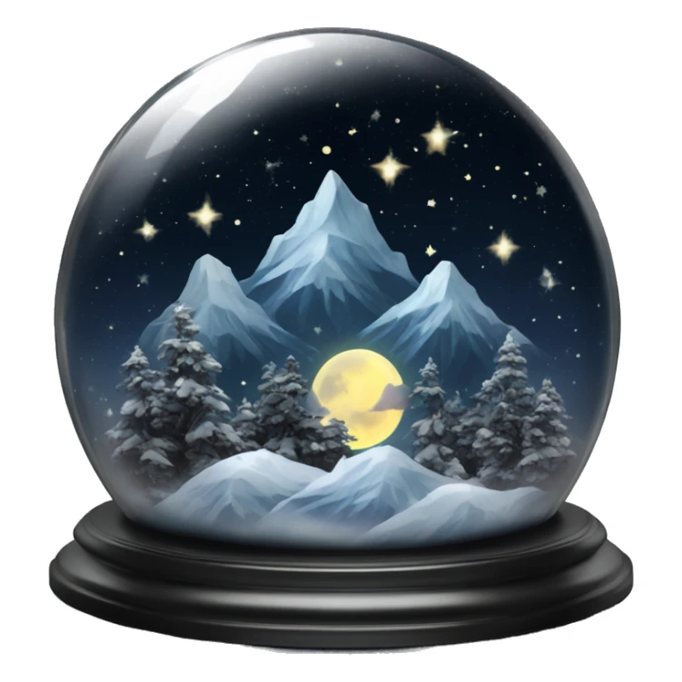 vintage black rococo night sky mountains snow globe sticker