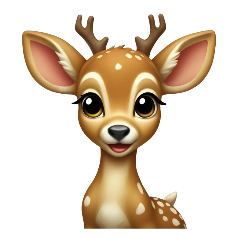 Baby deer sits and rejoices at the gift sticker