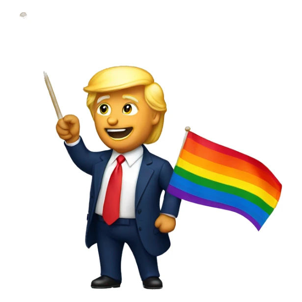 Donald Trump waving a gay flag sticker