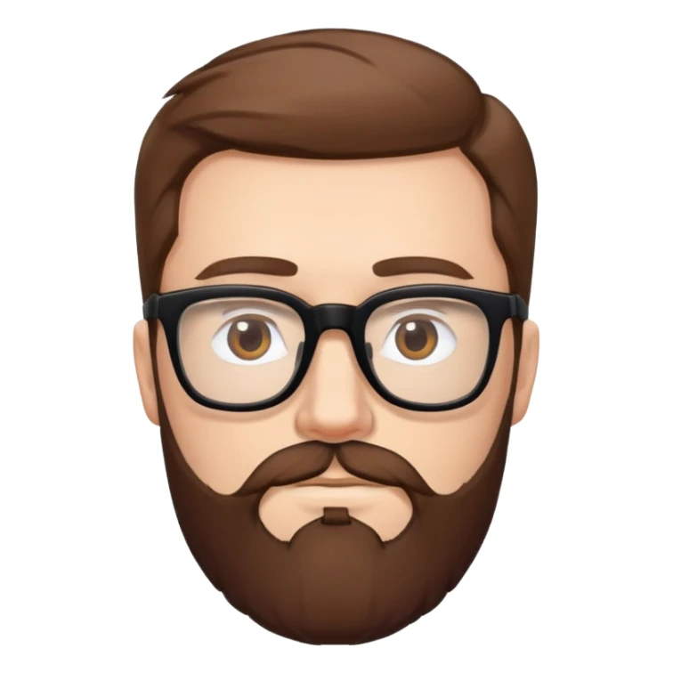 white man with brown hair and beard and hazel eyes and black square eyeglasses  sticker