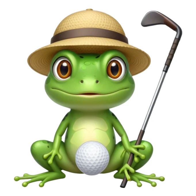 frog with golf club and hat for golfing sticker