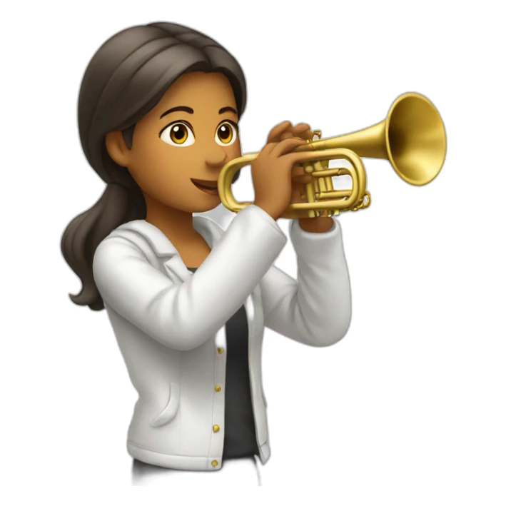 A girl playing white trumpet sticker