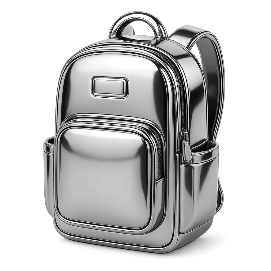 Minimal flat icon of a modern work backpack, clean geometry sticker