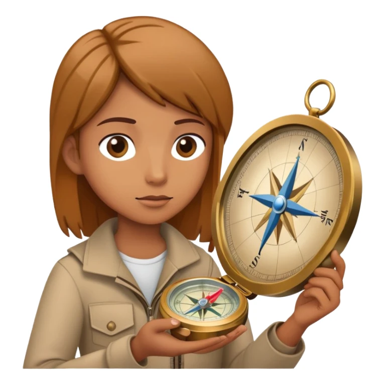 Person with compass focused on star destination, not looking at map sticker