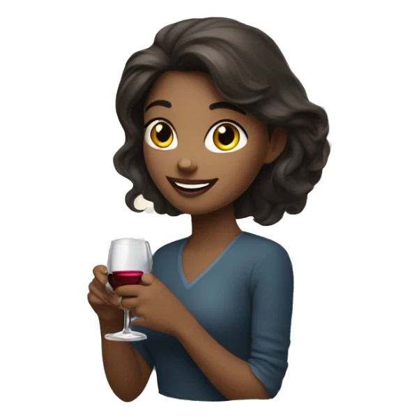 Medium-haired Brunette Girl near the moon with wineglass in hand sticker