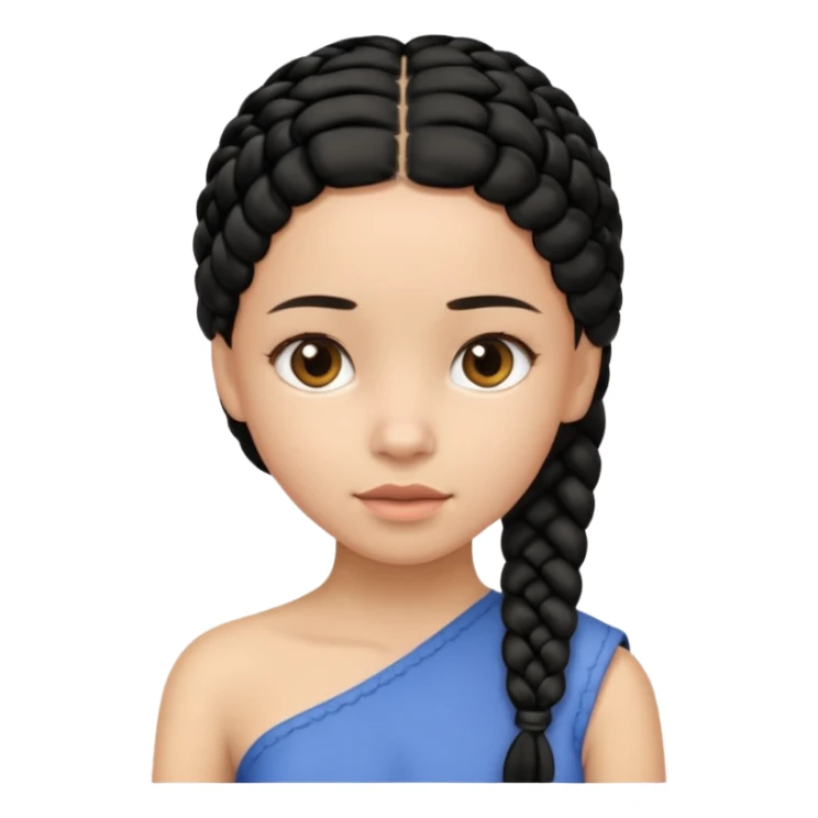 Girl with black braid  on one shoulder that is plain at the head sticker