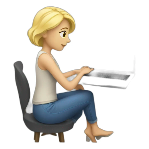 blonde woman watching on laptop sticker