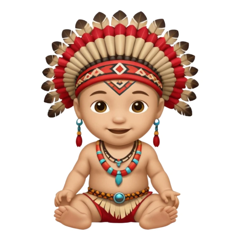 Indiozinho bebê meio branco. com características de índio roupinha de índio rosto também  sticker