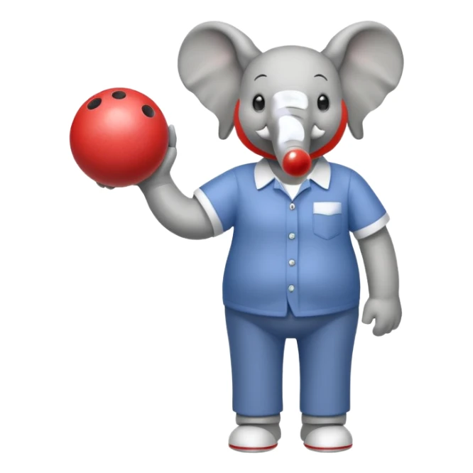 a elephant with hand and legs he is playing bowling   sticker