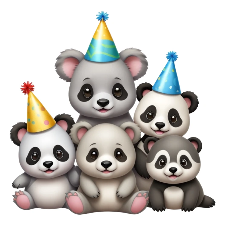 Koala’s birthday party with panda, baby seal and a puppy sticker