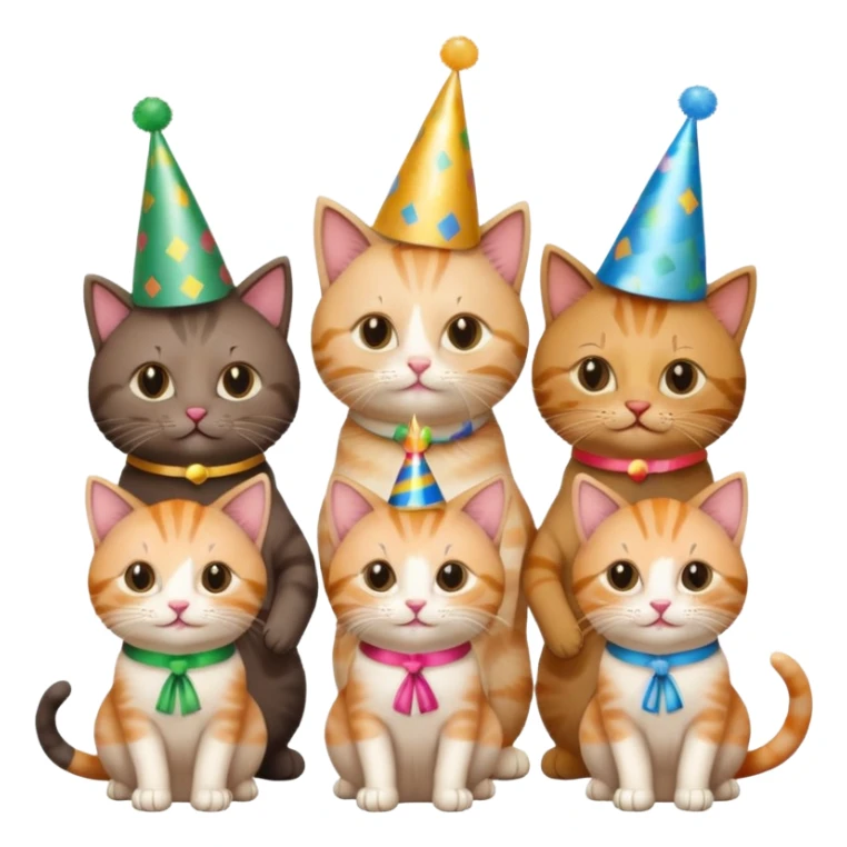 3 cats and a kitten at a birthday party sticker