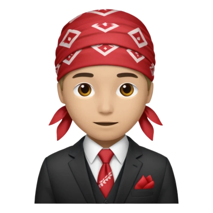 Character wearing a bandana and a suit sticker
