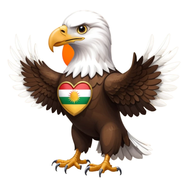 an eagle with its back turned and the Kurdistan flag on its back sticker