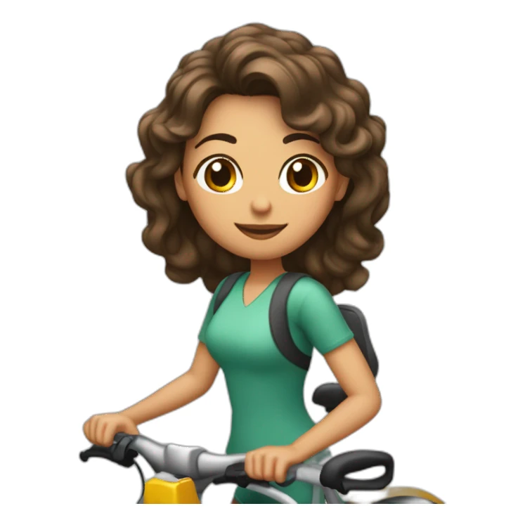 mujer morena con pelo corto montando en bicicleta sticker